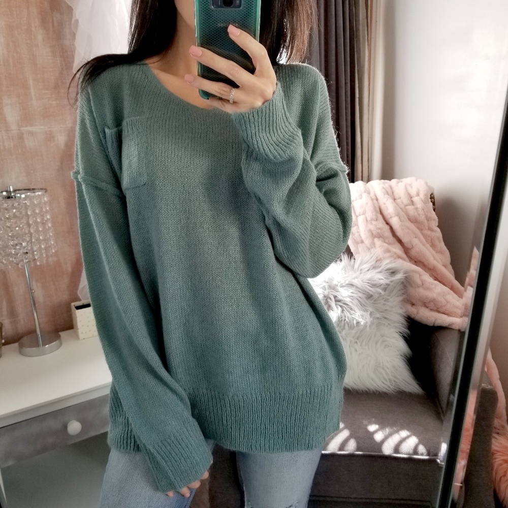 Fall Knit Sweater Top Slouchy Oversized Sweater - Picture 3 of 8